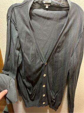 Core Brand Women's Charcoal V-Neck Button Cardigan